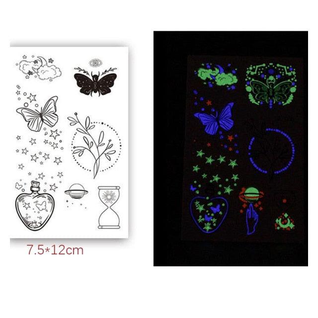 Fashion Luminous Sticker Tattoos Waterproof Temporary Different Luxury Tattoos For Womens Mens Kids - STEVVEX Beauty - 103, Arm Tattoo, Beauty, Black Tattoos, Body Tattoo, Boys Tattoo, Butterfly Tattoo, Children Tattoo, Luminous Tattoo, Make up Tattoo, Men Tattoo, Modern Tatoos, Sketch Tattoo, Small Tattoo, Stylish Tattoo, Tattoo, Waterproof Tattoo, Women Tattoo, Womens Tattoo - Stevvex.com