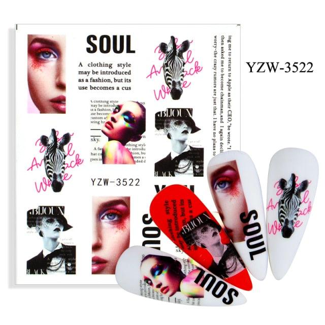 Water Decal Nail Art Decorations Nail Sticker Tattoo Full Cover Beauty Decals Manicure Supplies Accessories  Women Kids Girls Manicure Decoration Nail Art Supplies 3D Self-Adhesive Nail Decals Designer Nail Stickers for Acrylic Nails