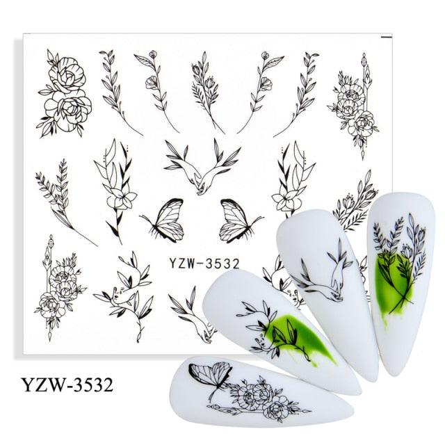 Water Decal Nail Art Decorations Nail Sticker Tattoo Full Cover Beauty Decals Manicure Supplies Accessories  Women Kids Girls Manicure Decoration Nail Art Supplies 3D Self-Adhesive Nail Decals Designer Nail Stickers for Acrylic Nails