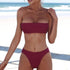 Red Micro Bikini Set Women Swimming Suit Padded Bra Bikini Two-Piece Swimwear Thong Bathing Suit Swimsuit Women's Ribbed Scoop Neck Bikini Thong Bathing Suit Two Piece Swimsuit