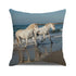 Horse Pattern Pillow Cover Running Horses Cotton Linen Square Cushion Cover Standard Pillowcase for Men Women Home Decorative Sofa Armchair Bedroom Livingroom Farmhouse 45x45CM