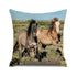 Horse Pattern Pillow Cover Running Horses Cotton Linen Square Cushion Cover Standard Pillowcase for Men Women Home Decorative Sofa Armchair Bedroom Livingroom Farmhouse 45x45CM