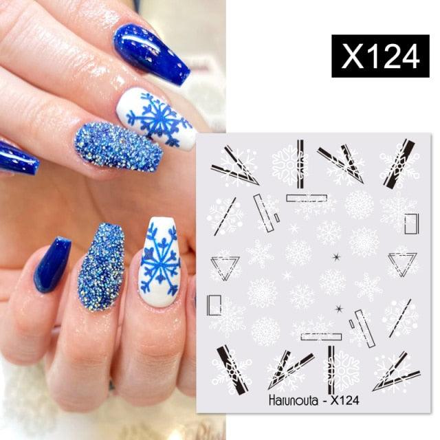 Christmas Snowflake Lines 3D Nail Stickers Gold And White Xmas Snowflakes Leaves Decals Slider Nail Art Decoration Wraps Nail Art Stickers Decal 3D Self-Adhesive Abstract Face Curve Graffiti Nail Design for Acrylic Nail Supplies