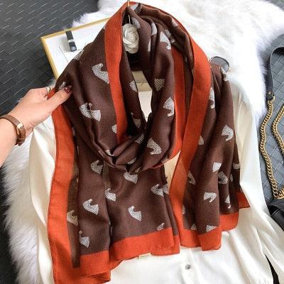 New Brand Design Fashion Spring Winter Warm Soft Head Wrap Stylish Scarves Lightweight Headwear Shawl Stole Long Scarfs Elegant Print Cotton Scarf Scarves Hijabs Lady Plaid For Women