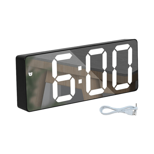 Digital Alarm Clock LED Digital Display Dual Alarm with USB Charger Port 0-100 Dimmer for Seniors Simple Bedside Big Number Alarm Clocks for Bedrooms LED Mirror Electronic Alarm Clocks Large LCD Display Digital Table Clock with Calendar Temperature