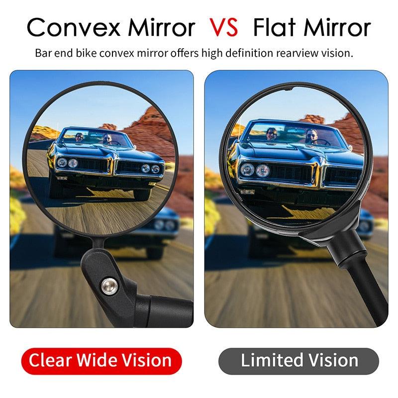 Stainless Steel Rotatable Bicycle Rearview Mirror Bike Rear View Mirror Cycling HandleBar Mirrors Rotating Adjustable HD Safety Convex Mirror With Wide Filed Of View For Mountain Bike