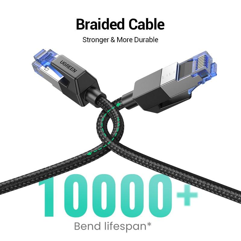 Elegant Black Ethernet Cable CAT8 40Gbps 2000MHz CAT 8 Networking Nylon Braided Internet LAN Network Cable With Gold Silver Plated RJ45 Connector Cord For Router TV