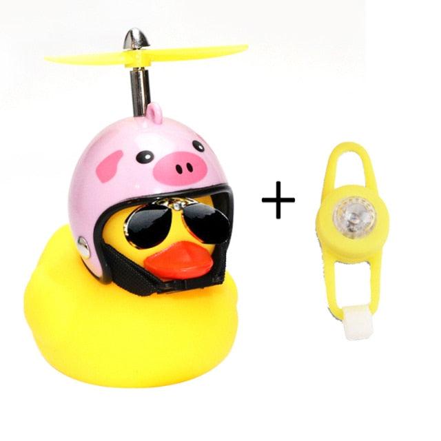 Yellow Small Bike Duck Bicycle Bell Luminous Normal Duck Ducky Bicycle Airscrew Helmet Wind Motor Riding Cycling Lights Horn Rubber Duck Helmet Bike Horn Bell Car Decoration Bicycle Horn