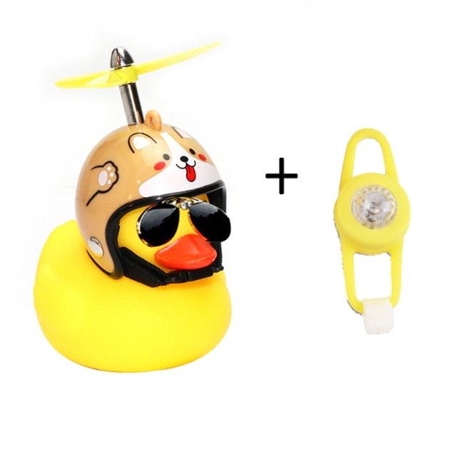 Yellow Small Bike Duck Bicycle Bell Luminous Normal Duck Ducky Bicycle Airscrew Helmet Wind Motor Riding Cycling Lights Horn Rubber Duck Helmet Bike Horn Bell Car Decoration Bicycle Horn