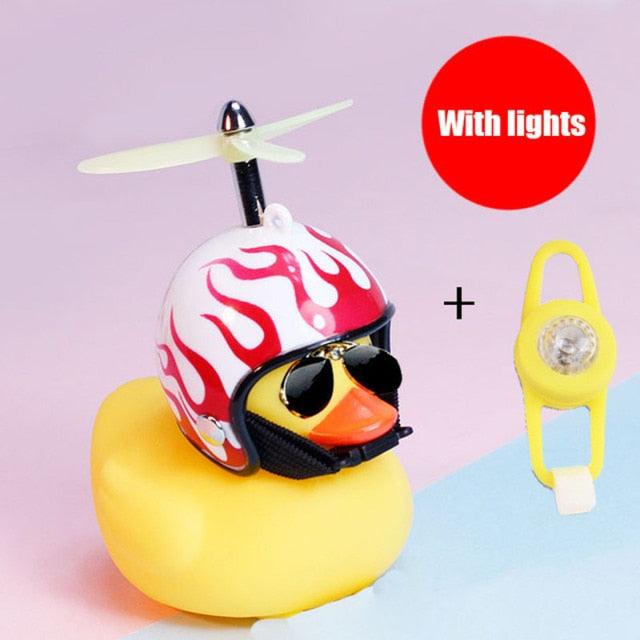 Yellow Small Bike Duck Bicycle Bell Luminous Normal Duck Ducky Bicycle Airscrew Helmet Wind Motor Riding Cycling Lights Horn Rubber Duck Helmet Bike Horn Bell Car Decoration Bicycle Horn