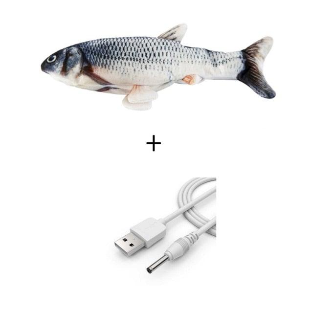 Electric Cat Toy 3D Fish USB Charging Simulation Fish Cat Toys for Cats Pet Toy cat supplies Pet Catnip Toy Moving Cat Kicker Fish Realistic Plush Electric Wagging Fish Motion Kitten Toy Funny Interactive Fish Cat Toys for Cat Exercise