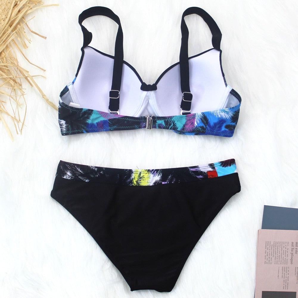 Women Two Piece Swimsuit Push Up Bikini  Padded Push Up Bikini Set Two Pieces Swimsuit Women Swimwear Bathing Suit Gifts For Mom Wife Girlfriend Swimwear Classic Print Swimsuit Bikini Set Swimwear Bathing Pool Party Bikini