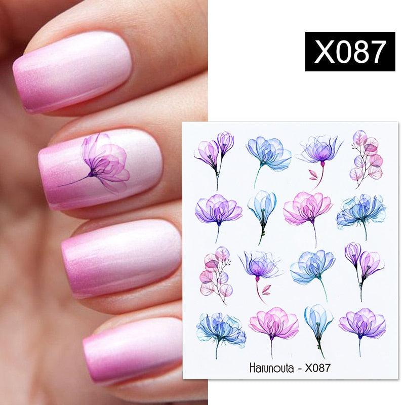 French Line Nail Water Decal Flower Marble Leaf Girl Stickers on Nails Water Ink Transfer Slider Nail Stickers Decor Kids Nails Art Decoration Nail Strips Shiny French Tip Guides Stickers French Nail Stickers Form Fringe Guides