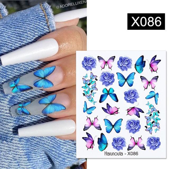 French Line Nail Water Decal Flower Marble Leaf Girl Stickers on Nails Water Ink Transfer Slider Nail Stickers Decor Kids Nails Art Decoration Nail Strips Shiny French Tip Guides Stickers French Nail Stickers Form Fringe Guides