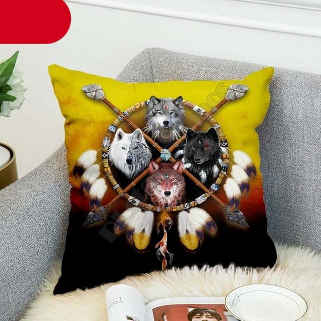 Animal Wolf 3D Printed Pillow Case Polyester Decorative Full Moon Zippered Pillow Cases Soft Confortable Pillowcases Throw Pillow Cover Double Sided Printing Style 45cm X 45cm