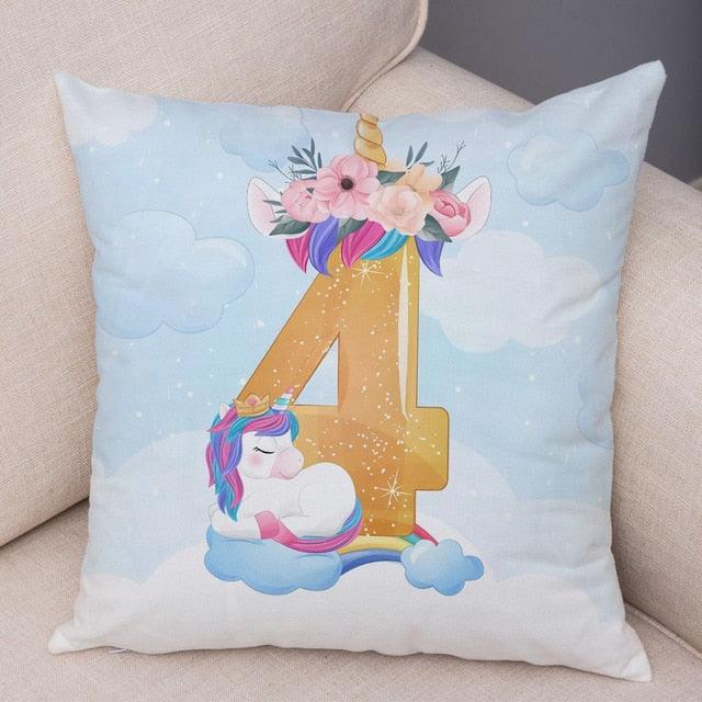 Soft Plush Unicorn Pillow Covers Cute Cartoon Animal Polyester Cotton Cushion Cover Unicorn Decorative Throw Pillow Covers Colorful Pink Wavy Hair Unicorn in Garland Cushion Cover Square Pillow Cases for Girls Women Kids Car Sofa Home Decor 45X45CM