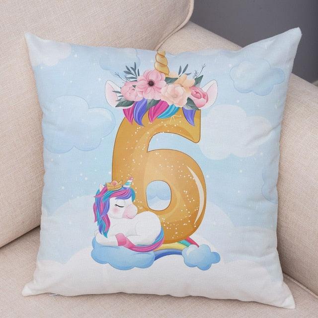 Soft Plush Unicorn Pillow Covers Cute Cartoon Animal Polyester Cotton Cushion Cover Unicorn Decorative Throw Pillow Covers Colorful Pink Wavy Hair Unicorn in Garland Cushion Cover Square Pillow Cases for Girls Women Kids Car Sofa Home Decor 45X45CM