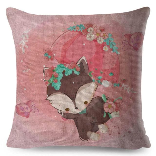 Cute Pillow Cover Cartoon Giraffe Fox Reindeer Animal Nordic Polyester Cotton Cushion Cover For Sofa Home Kids Room Decor Throw Pillow Cases Cartoon Animal Woodland Decorative Cotton Cushion Cover Home Baby Room Decor Standard Pillowcase