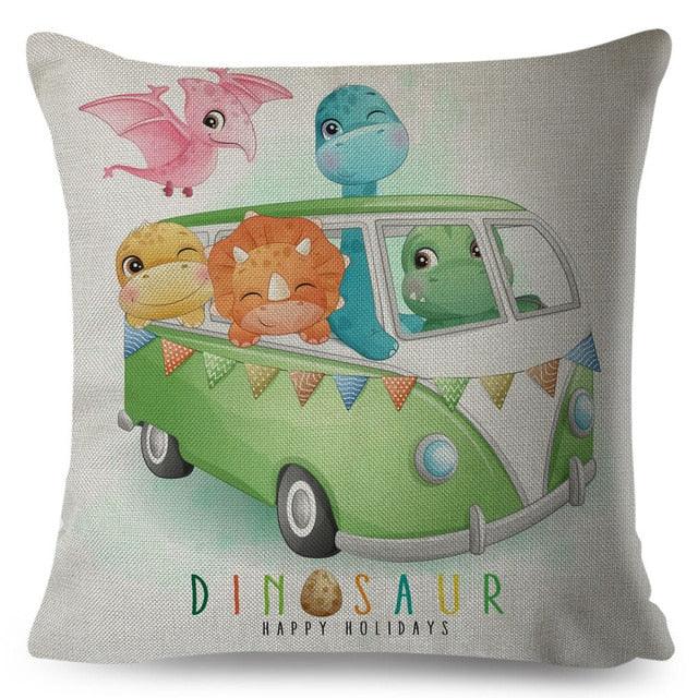 Nordic Style Pillow Cover Cute Cartoon Animal Drive Dinosaur Car Polyester Cotton Cushion Cover For Sofa Home Kids Room Throw Pillow Case Cover Dinosaur Cartoon Gray Soft Pillow Case For Decorative Bedroom Livingroom Sofa Farm House Cushion Covers