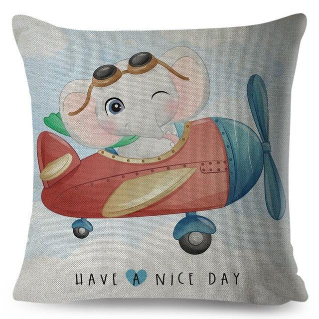 Nordic Style Pillow Cover Cute Cartoon Animal Drive Dinosaur Car Polyester Cotton Cushion Cover For Sofa Home Kids Room Throw Pillow Case Cover Dinosaur Cartoon Gray Soft Pillow Case For Decorative Bedroom Livingroom Sofa Farm House Cushion Covers