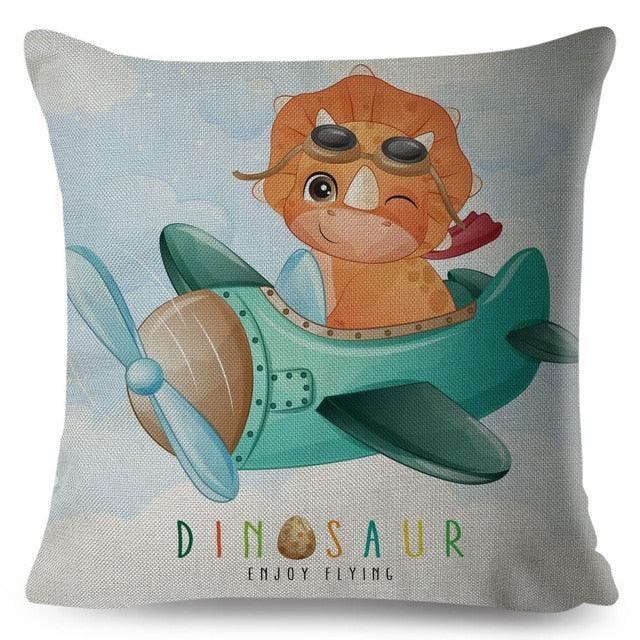 Nordic Style Pillow Cover Cute Cartoon Animal Drive Dinosaur Car Polyester Cotton Cushion Cover For Sofa Home Kids Room Throw Pillow Case Cover Dinosaur Cartoon Gray Soft Pillow Case For Decorative Bedroom Livingroom Sofa Farm House Cushion Covers