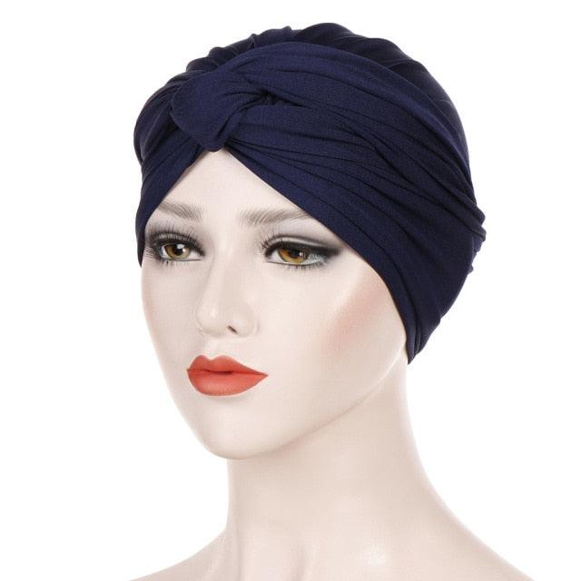 Trendy Plain Color Soft Lightweight Suede Turban Caps Muslim Elegant Hijab Scarf India African Head Wraps Headscarf Bonnet For Women