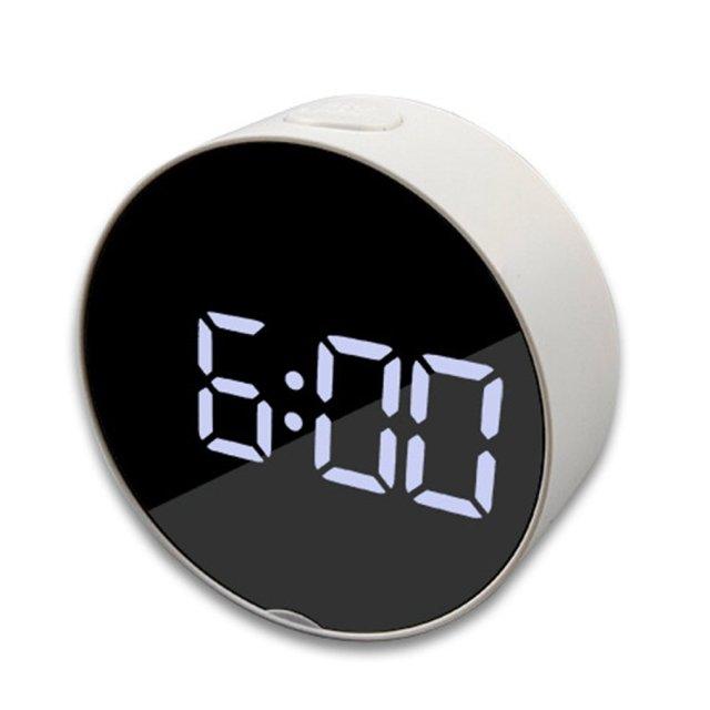 Digital Alarm Clock Digital Clock Large Display LED Alarm Electric Clocks Mirror Surface 3 Levels Brightness Dual USB LED Curved Surface Mirror Electronic Table Clock Large Screen Snooze Desktop Clock For Home Decoration