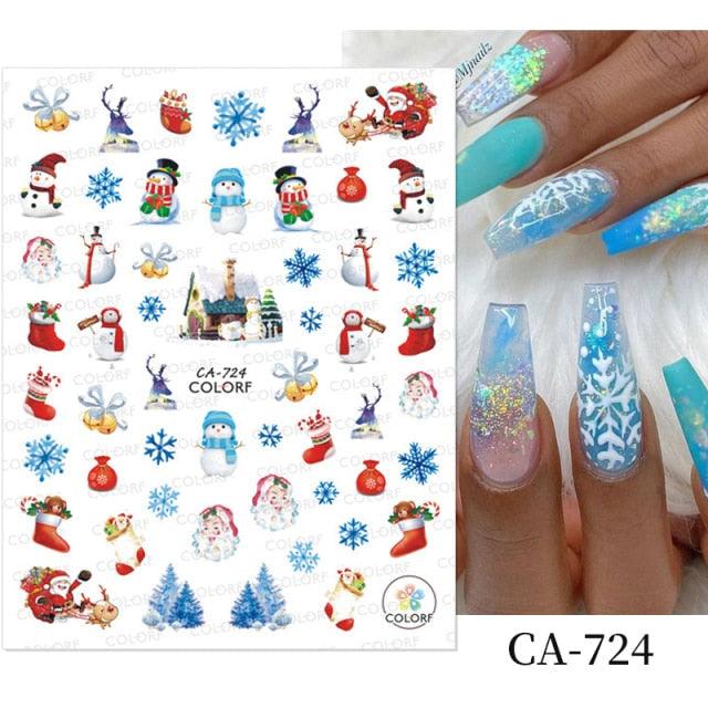 3D Nail Stickers Decals Snowflakes Elk Bear Christmas Xmas Transfer Stickers Nail Art Self-Adhesive Decals Decoration  Nail Art Stickers Decals Christmas Snowflake Bronzing Christmas Slider Nail Art 3D Decals Decoration