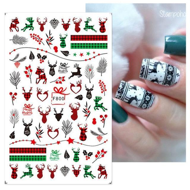 3D Nail Stickers Decals Snowflakes Elk Bear Christmas Xmas Transfer Stickers Nail Art Self-Adhesive Decals Decoration  Nail Art Stickers Decals Christmas Snowflake Bronzing Christmas Slider Nail Art 3D Decals Decoration