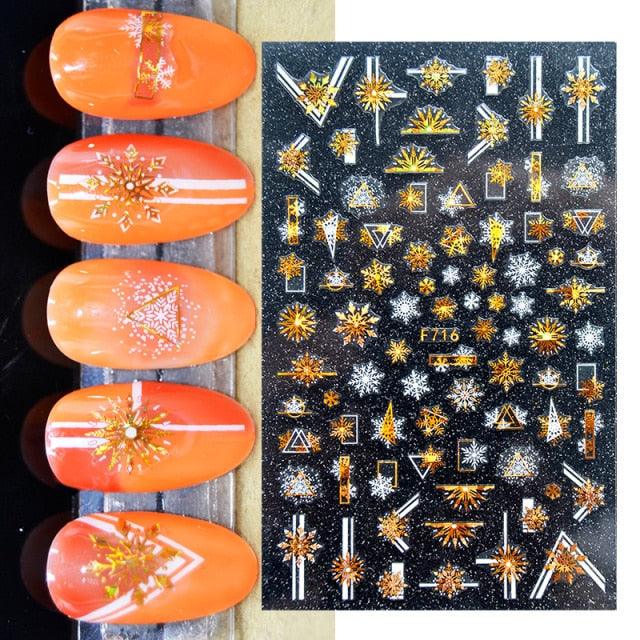 3D Nail Stickers Decals Snowflakes Elk Bear Christmas Xmas Transfer Stickers Nail Art Self-Adhesive Decals Decoration  Nail Art Stickers Decals Christmas Snowflake Bronzing Christmas Slider Nail Art 3D Decals Decoration