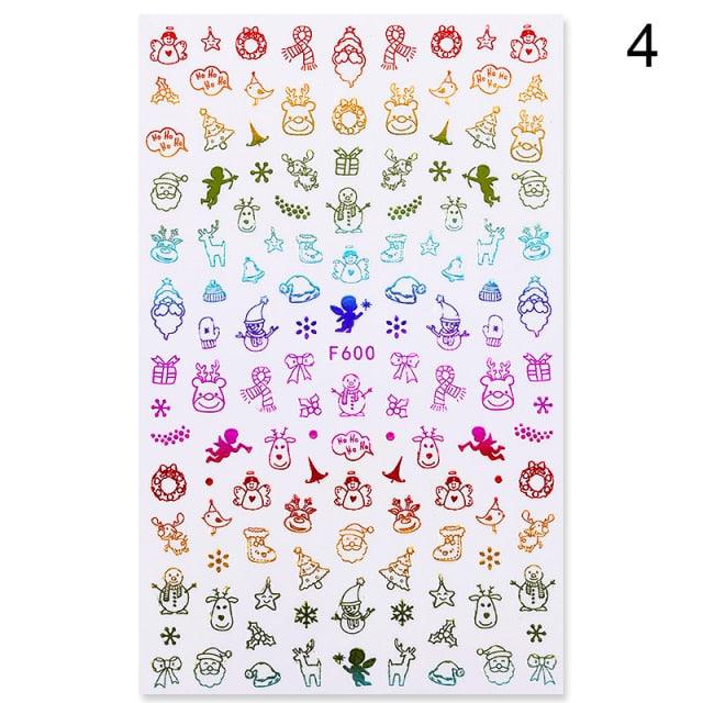 3D Nail Stickers Decals Snowflakes Elk Bear Christmas Xmas Transfer Stickers Nail Art Self-Adhesive Decals Decoration  Nail Art Stickers Decals Christmas Snowflake Bronzing Christmas Slider Nail Art 3D Decals Decoration