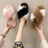 Fluffy Slippers Women Cozy Faux Fur Cross Indoor Floor Slides Flat Soft Furry Shoes Fluffy Furry Fur Slippers Flip Flop Open Toe Cozy House Memory Foam Sandals Slides Soft Flat Comfy Slippers