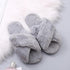 Fluffy Slippers Women Cozy Faux Fur Cross Indoor Floor Slides Flat Soft Furry Shoes Fluffy Furry Fur Slippers Flip Flop Open Toe Cozy House Memory Foam Sandals Slides Soft Flat Comfy Slippers