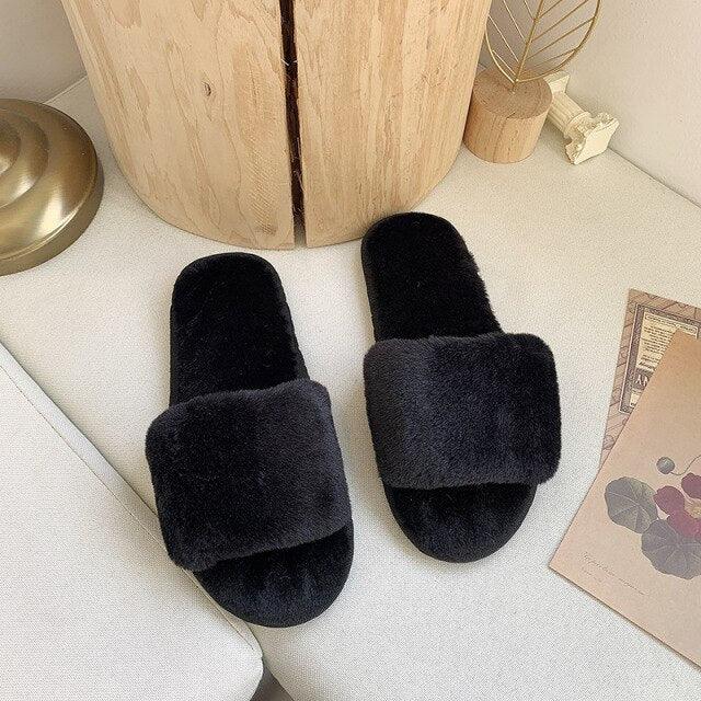 Fluffy Slippers Women Cozy Faux Fur Cross Indoor Floor Slides Flat Soft Furry Shoes Fluffy Furry Fur Slippers Flip Flop Open Toe Cozy House Memory Foam Sandals Slides Soft Flat Comfy Slippers