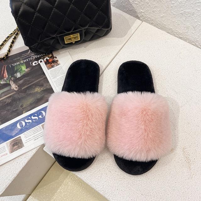 Fluffy Slippers Women Cozy Faux Fur Cross Indoor Floor Slides Flat Soft Furry Shoes Fluffy Furry Fur Slippers Flip Flop Open Toe Cozy House Memory Foam Sandals Slides Soft Flat Comfy Slippers