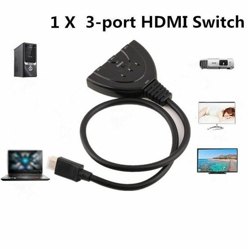 1080P HDMI 3 Ports HDMI Splitter Cable 4K 1080P HDMI Switcher 3 In 1 Out HDMI Splitter With High Speed Pigtail Cable HUB Adapter For Laptop HDTV Projector