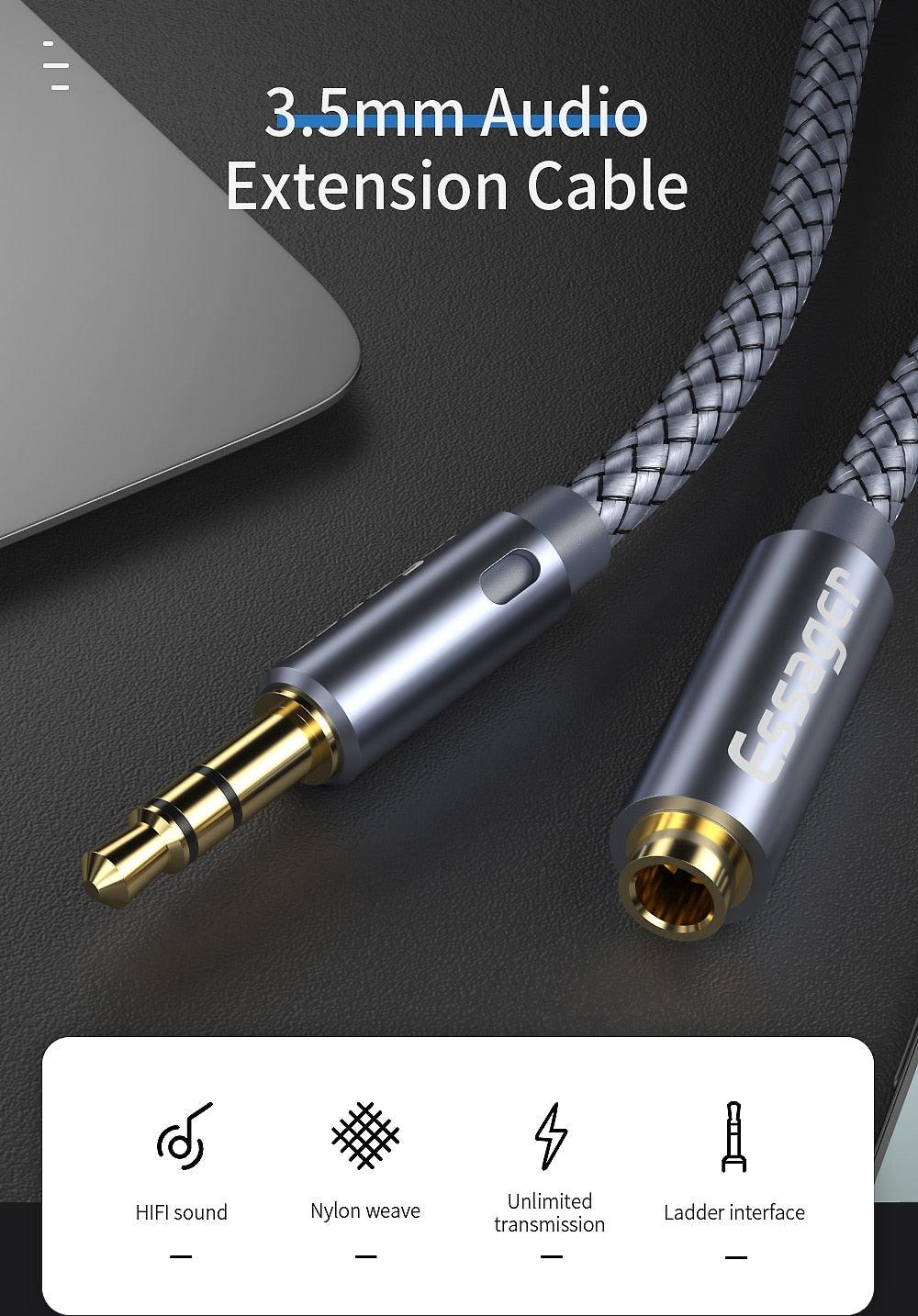 Audio Extension 3.5 mm Aux Cable Jack For Headphone Extender Cord - STEVVEX Cable - 220, 3.5mm audio extension, 4k ultra HD, 8k displayport cable, adapter for audio, adapter for computer, adapter for laptop, adapter for monitor, adapter for pc, adapter for projectors, adapter for tv, aux cable, cable, cable for headphones, cables, extended cord jack, headphone aux - Stevvex.com