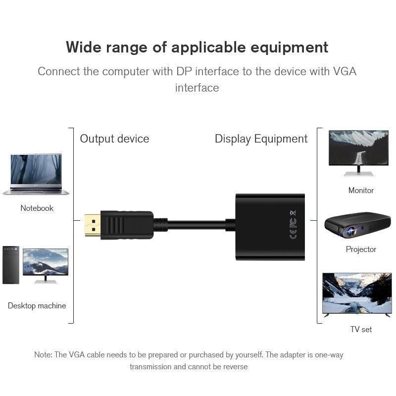 DisplayPort to VGA Adapter Cable Converter Compatible with Computer, Desktop, Laptop, PC, Monitor, Projector. - STEVVEX Cable - 220, audio cables, audio video cables, cable, cables, converter for PC, convertor for computer, convertor for laptop, convertor for monitor, convertor for projector, DP to VGA adapter, durable cable, male to female cable converter, sustainable convertor, video cables - Stevvex.com