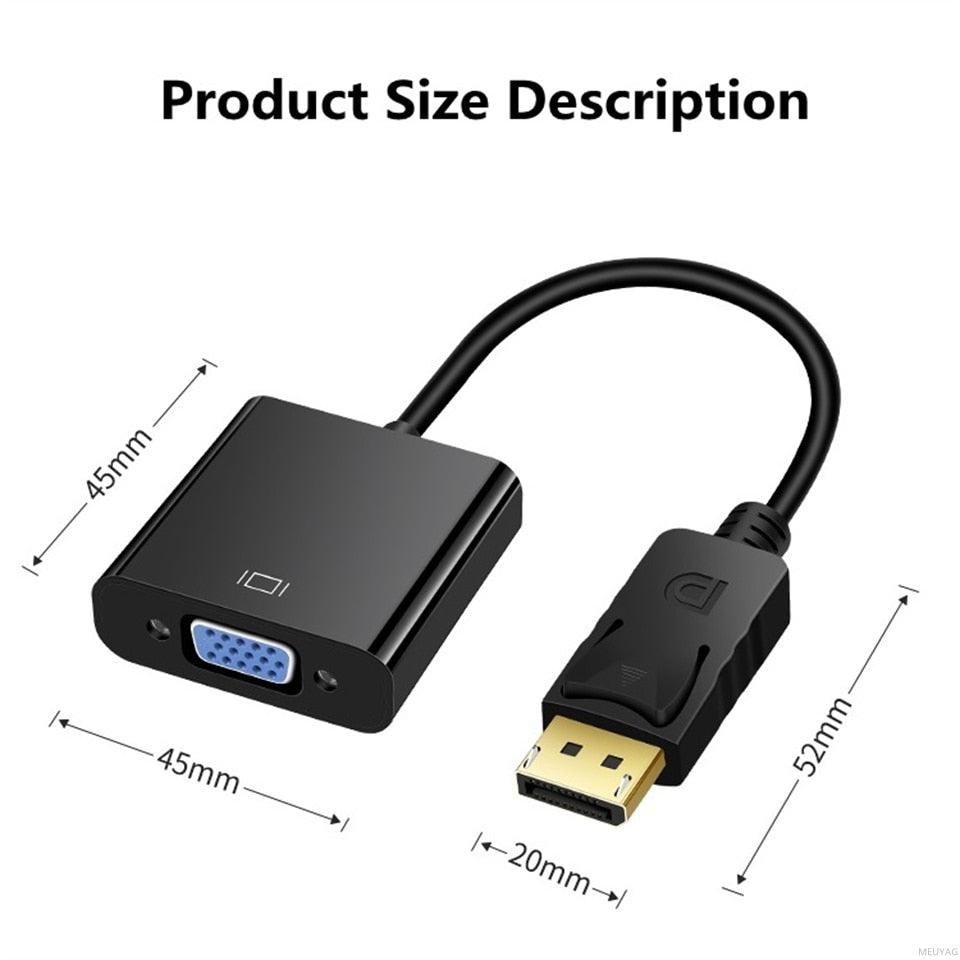 DisplayPort to VGA Adapter Cable Converter Compatible with Computer, Desktop, Laptop, PC, Monitor, Projector. - STEVVEX Cable - 220, audio cables, audio video cables, cable, cables, converter for PC, convertor for computer, convertor for laptop, convertor for monitor, convertor for projector, DP to VGA adapter, durable cable, male to female cable converter, sustainable convertor, video cables - Stevvex.com