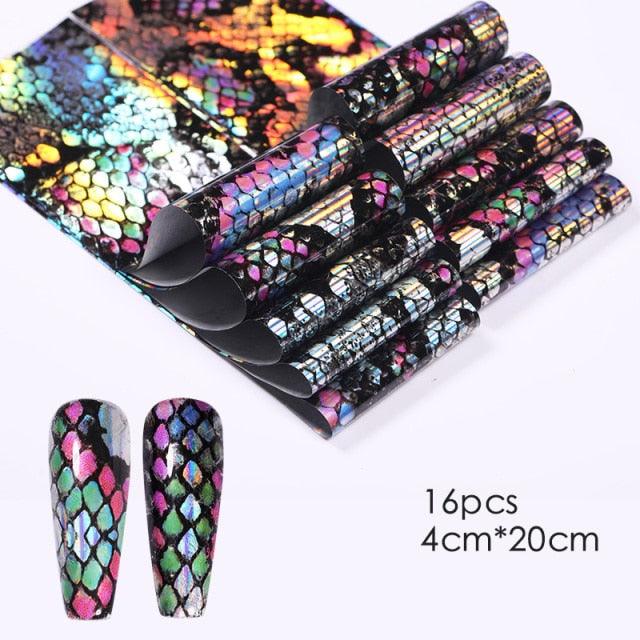 Nail Foils Marble Flower Series Iridescent Nail Art Transfer Sticker Paper Slider Nail Water Decal Design Manicures Decorations  Art Manicures Decoration New Gold Nail Transfer Foils for Nail Arts Nails Supply Holographic Effect Nail Art Foil Stickers Hol