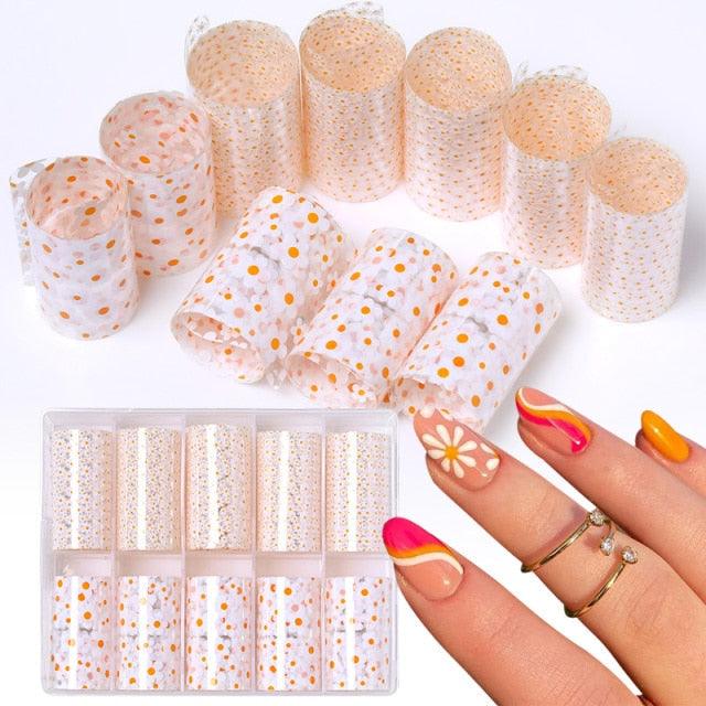 Nail Foils Marble Flower Series Iridescent Nail Art Transfer Sticker Paper Slider Nail Water Decal Design Manicures Decorations  Art Manicures Decoration New Gold Nail Transfer Foils for Nail Arts Nails Supply Holographic Effect Nail Art Foil Stickers Hol