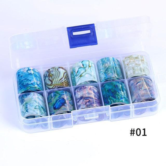 Nail Foils Marble Flower Series Iridescent Nail Art Transfer Sticker Paper Slider Nail Water Decal Design Manicures Decorations  Art Manicures Decoration New Gold Nail Transfer Foils for Nail Arts Nails Supply Holographic Effect Nail Art Foil Stickers Hol