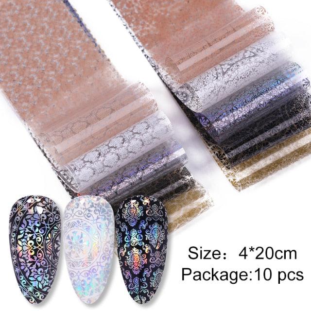 Nail Foils Marble Flower Series Iridescent Nail Art Transfer Sticker Paper Slider Nail Water Decal Design Manicures Decorations  Art Manicures Decoration New Gold Nail Transfer Foils for Nail Arts Nails Supply Holographic Effect Nail Art Foil Stickers Hol