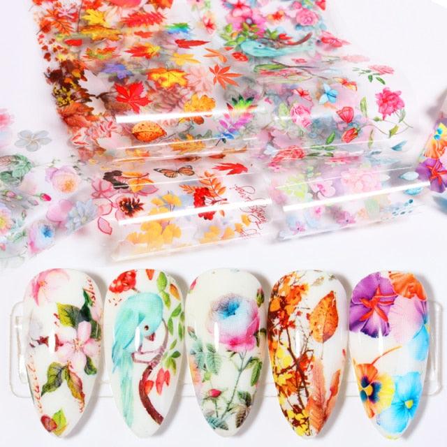 Nail Foils Marble Flower Series Iridescent Nail Art Transfer Sticker Paper Slider Nail Water Decal Design Manicures Decorations  Art Manicures Decoration New Gold Nail Transfer Foils for Nail Arts Nails Supply Holographic Effect Nail Art Foil Stickers Hol