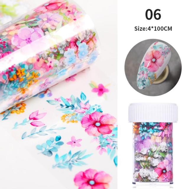 Nail Foils Marble Flower Series Iridescent Nail Art Transfer Sticker Paper Slider Nail Water Decal Design Manicures Decorations  Art Manicures Decoration New Gold Nail Transfer Foils for Nail Arts Nails Supply Holographic Effect Nail Art Foil Stickers Hol