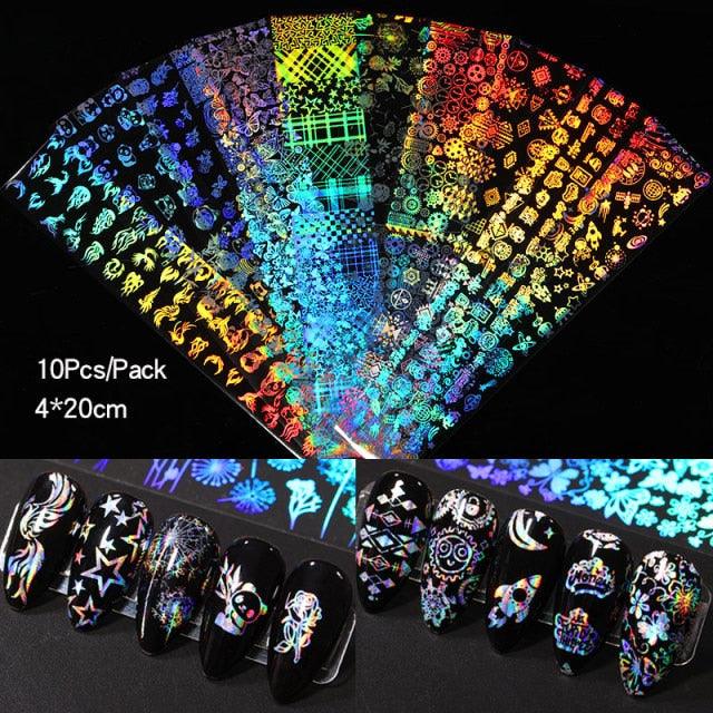 Nail Foils Marble Flower Series Iridescent Nail Art Transfer Sticker Paper Slider Nail Water Decal Design Manicures Decorations  Art Manicures Decoration New Gold Nail Transfer Foils for Nail Arts Nails Supply Holographic Effect Nail Art Foil Stickers Hol