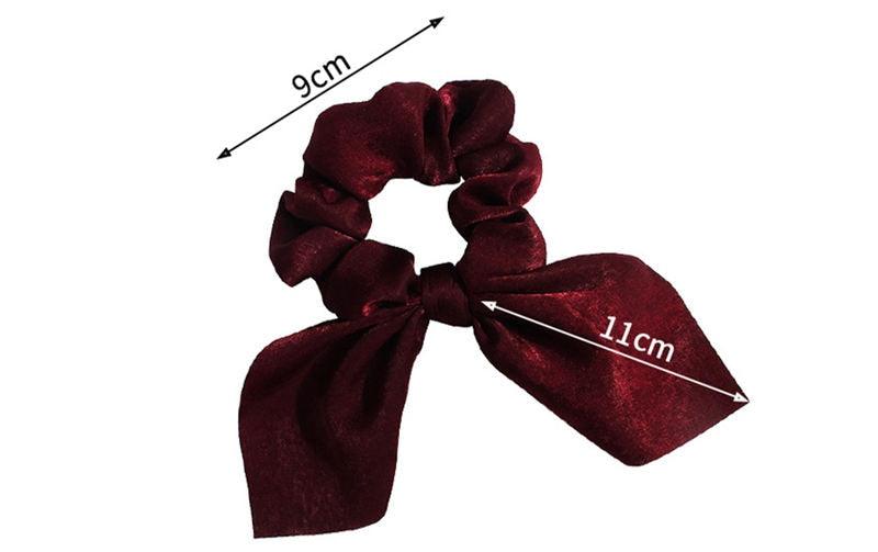 Pure Color Elastic Hair Band Rabbit Ear Bow Pearl Hair Rope Satin Ponytail Scrunchie Bobbles Elastic Hair Ties Ropes Ponytail Holder Accessories for Women And Girls