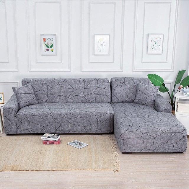 Elastic Sofa Covers for Living Room Stretch Slipcovers Sectional Couch Cover L Shape Corner Armchair Cover 1/2/3/4 Seater Slipcovers Elastic Stylish Printed Sectional Sofa Furniture Protector For Living Room