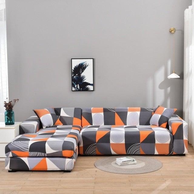 Elastic Sofa Covers for Living Room Stretch Slipcovers Sectional Couch Cover L Shape Corner Armchair Cover 1/2/3/4 Seater Slipcovers Elastic Stylish Printed Sectional Sofa Furniture Protector For Living Room