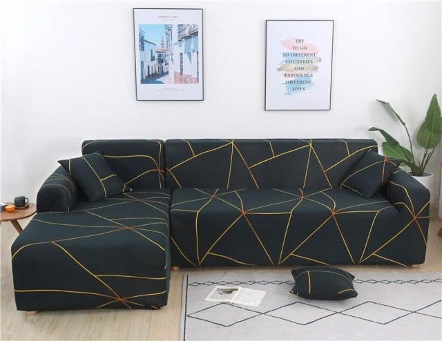 Elastic Sofa Covers for Living Room Stretch Slipcovers Sectional Couch Cover L Shape Corner Armchair Cover 1/2/3/4 Seater Slipcovers Elastic Stylish Printed Sectional Sofa Furniture Protector For Living Room